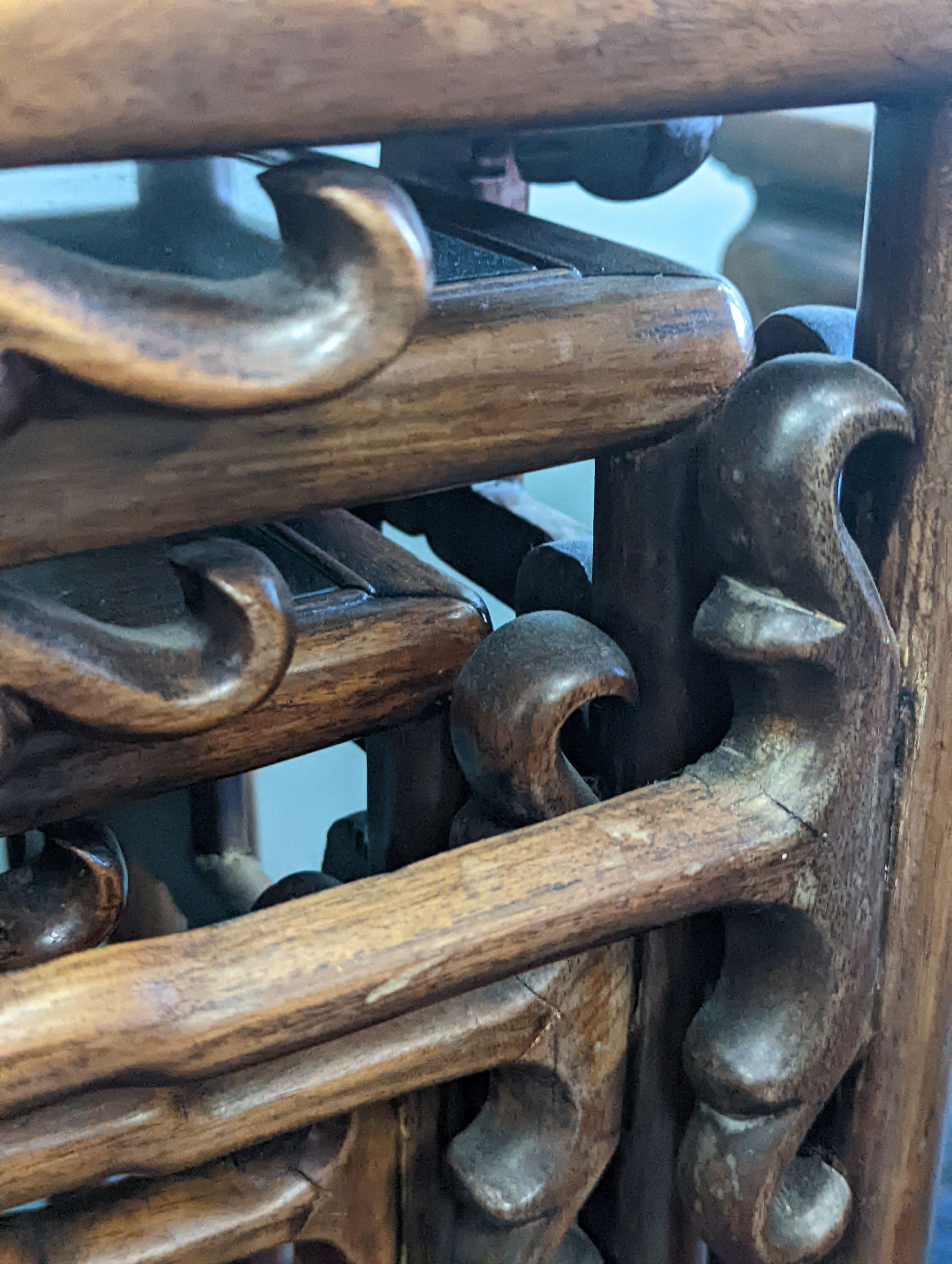 A nest of three Chinese hardwood tables, width 40cm, depth 32cm, height 59cm